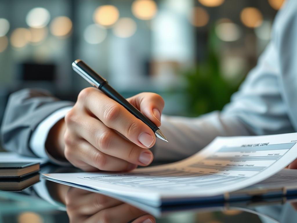 A close up shot of a person holding a pen