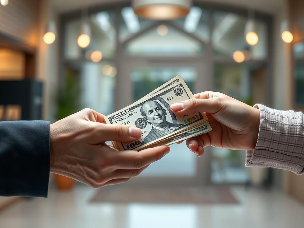 A close up of cash being handed over with a