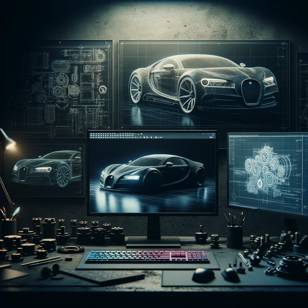 dall·e 2024-11-28 20.56.45 - a dark, moody workspace showcasing advanced mechanical design concepts with a faded aesthetic. the scene features high-resolution cad models on multip.webp