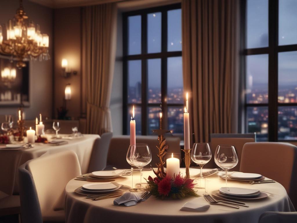 A beautifully set dining table in a luxurious restaurant, with