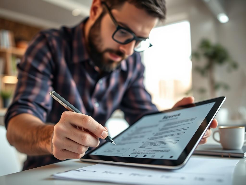 A close up shot of a professional editor reviewing a