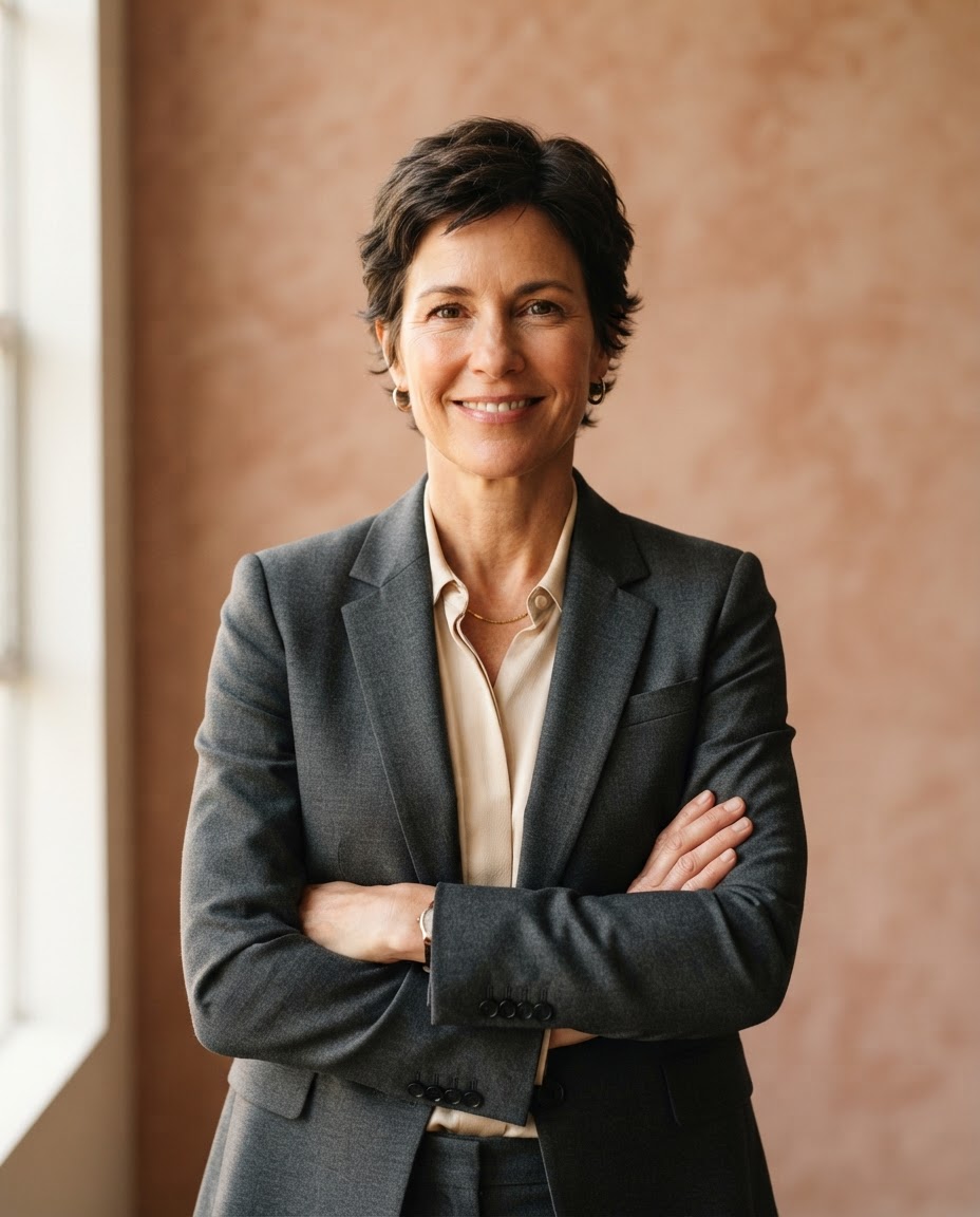Eleanor Grant, CEO of Cinderline Operations, in a charcoal blazer