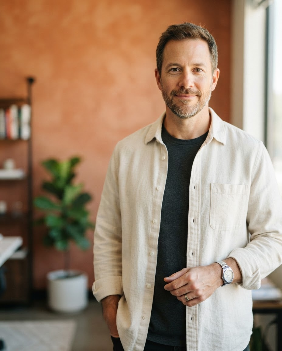 Daniel Reeves, customer operations leader, in a cream overshirt