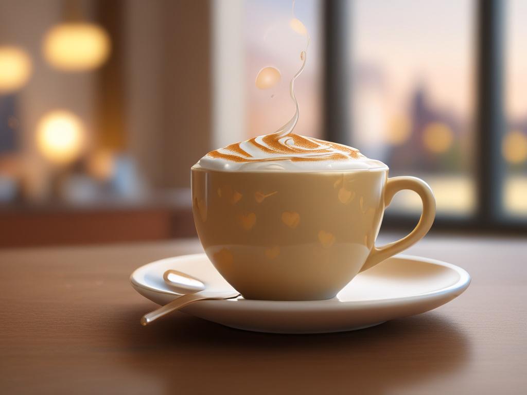 A delicious latte served in a stylish cup, with steamed