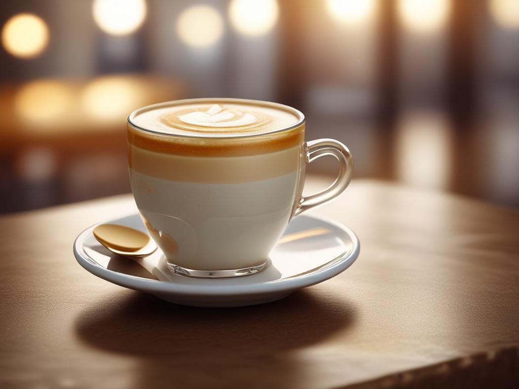 A beautifully presented latte in a clear glass, showcasing the