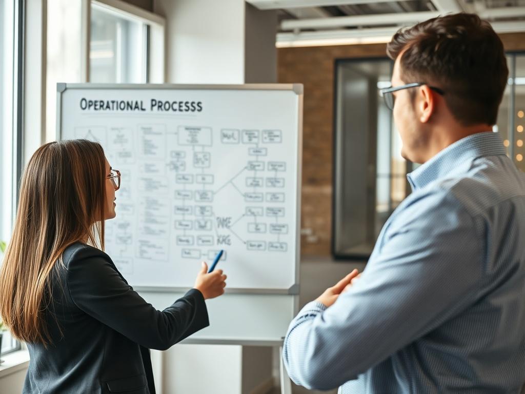 A close up shot of a consultant discussing operational processes