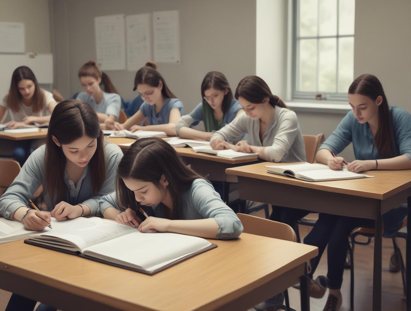 students learning in class