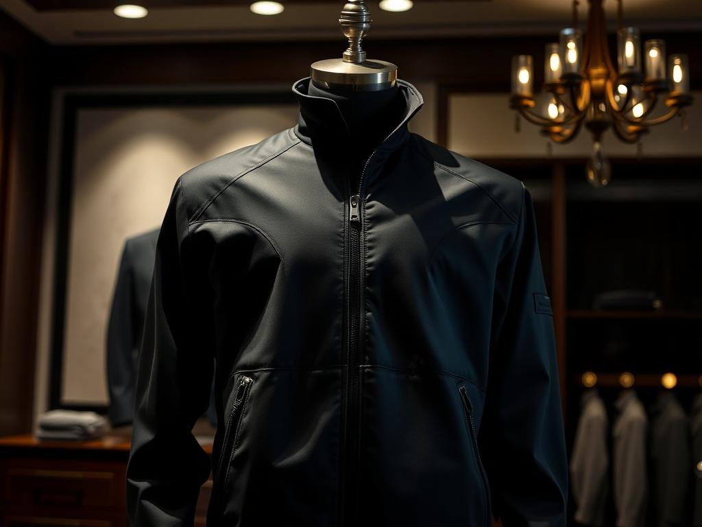A high resolution image of a luxury jacket displayed on