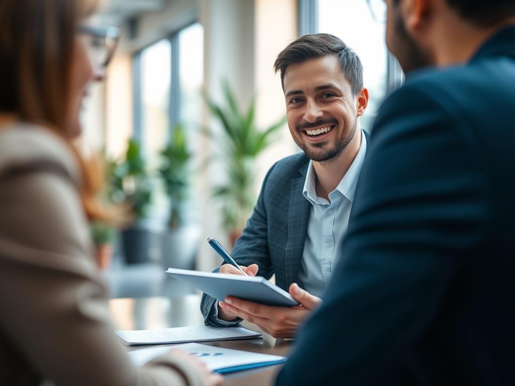 A professional recruiter conducting an interview with a candidate in