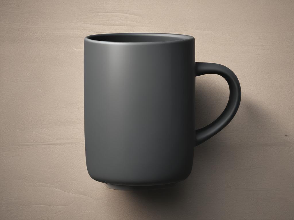 black coffee mug, ceramic, minimalist design, Jacob Flight