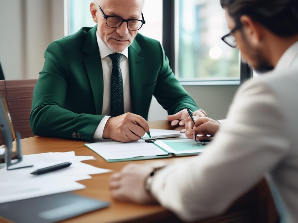 A high resolution close up shot of a financial advisor