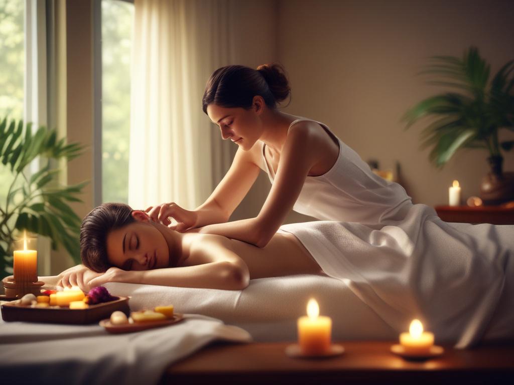 A serene spa like setting with soft ambient lighting