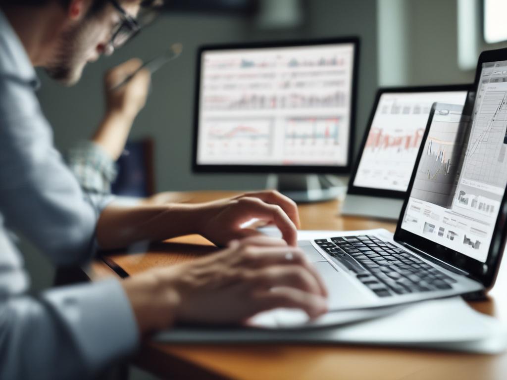 A clear, high resolution image of a person analyzing investment