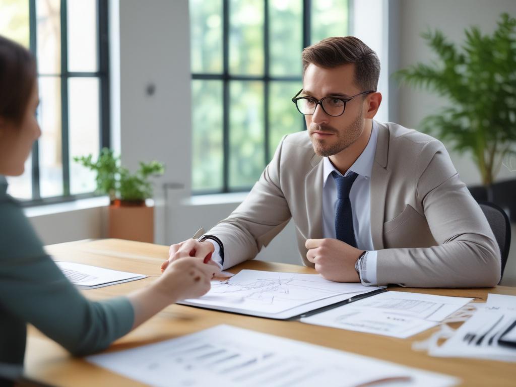 A close up shot of a consultant explaining a financial