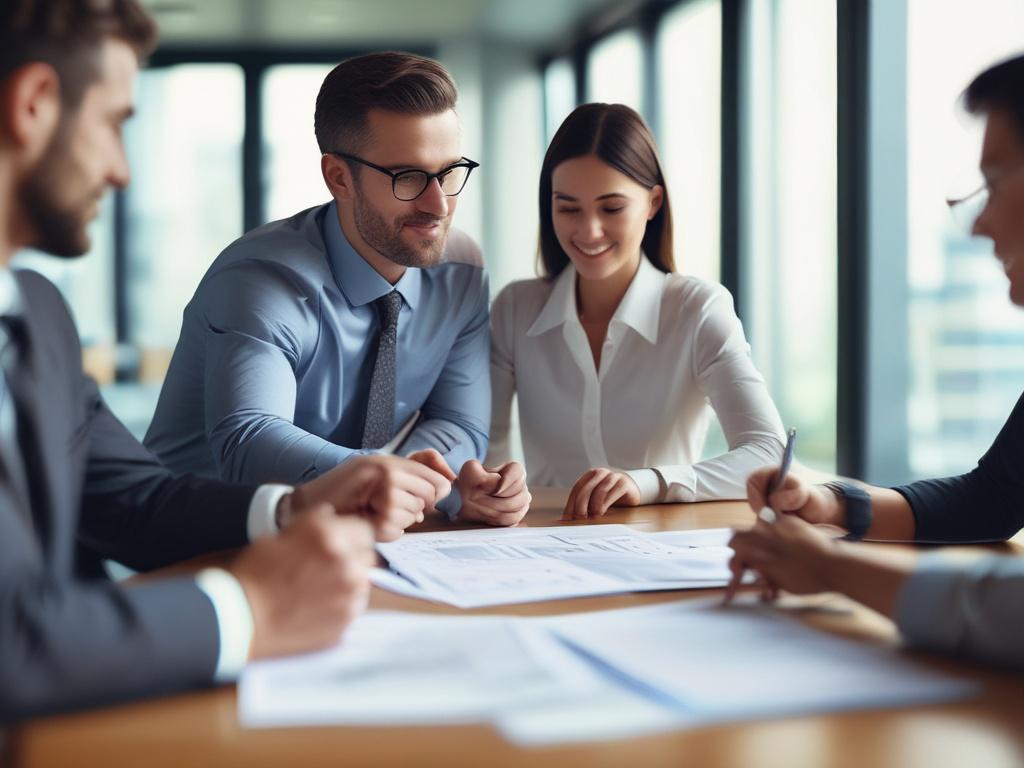 A close up shot of an advisor engaging with business