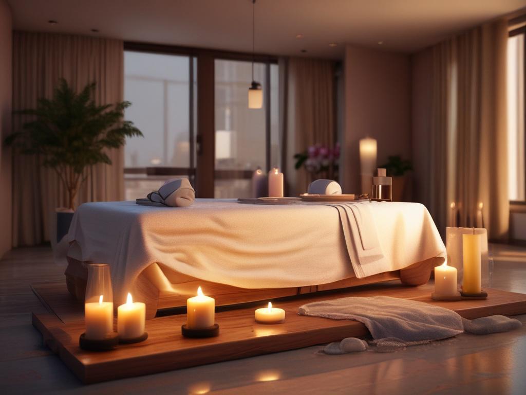 A serene and inviting spa setting featuring a soft massage