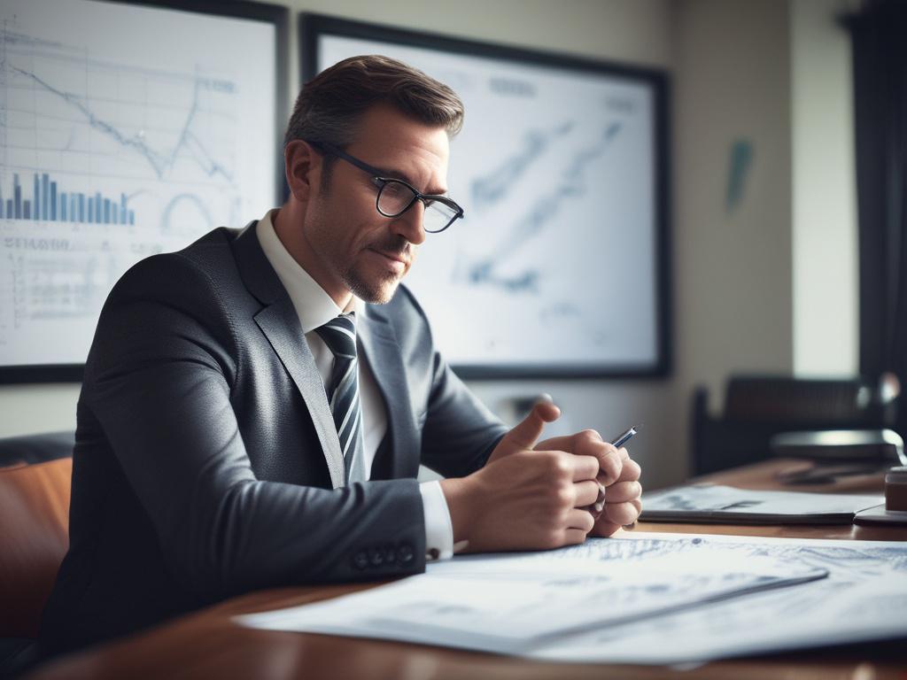 A close up shot of a confident financial advisor explaining