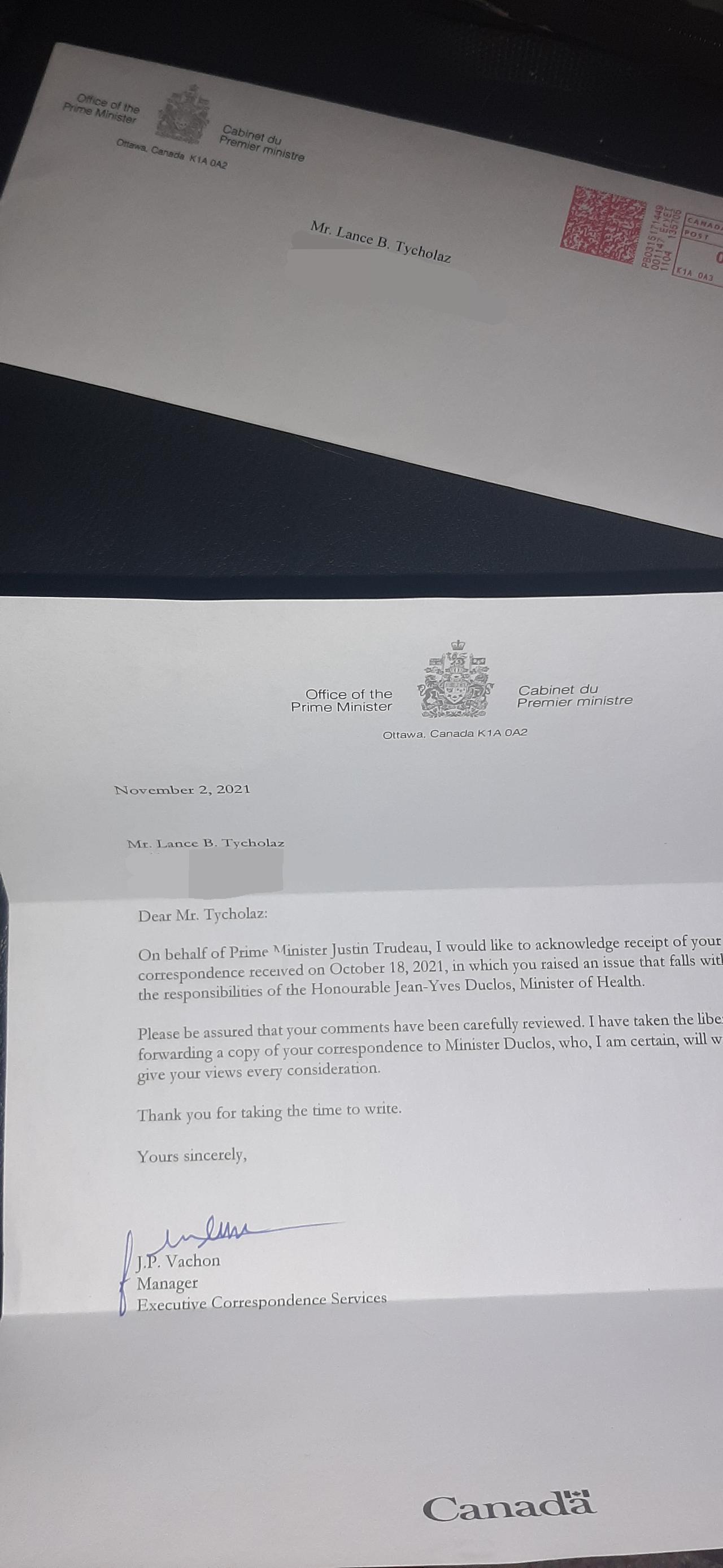 2021 prime minister office response on morgellons referral to minister of health of canada.jpg
