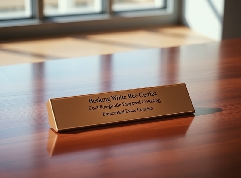 Custom-engraved closing gift on polished wood