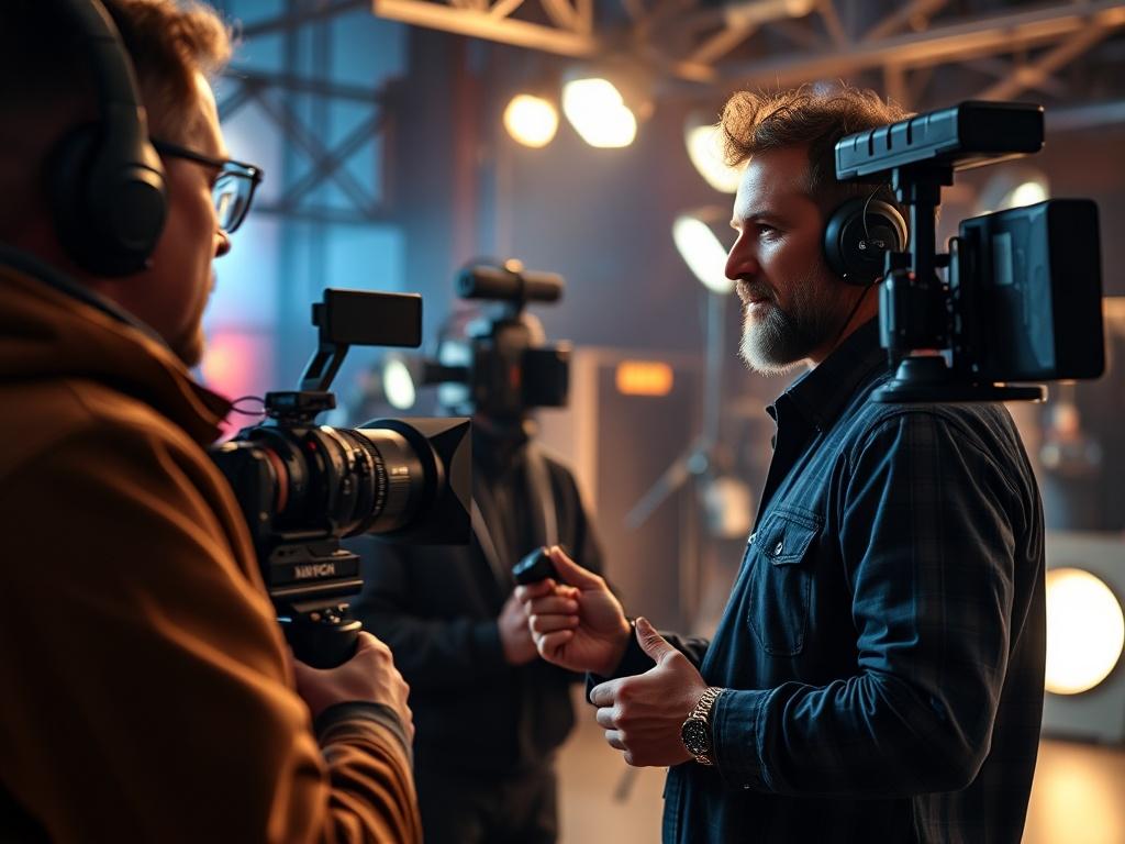 A close up shot of a film set featuring a