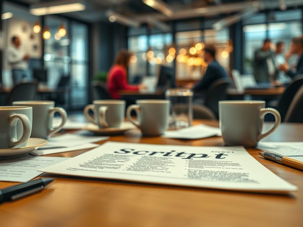 A close up shot of a script on a table,