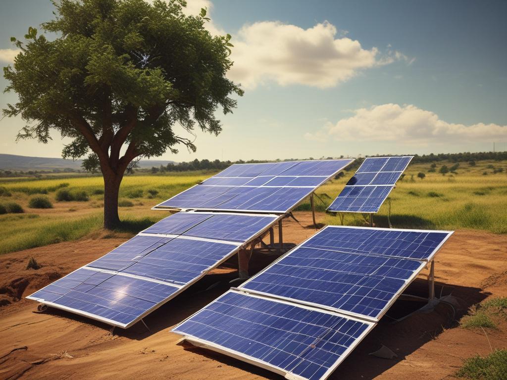 A realistic high resolution image of a solar panel installation