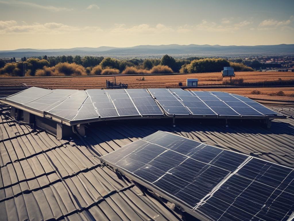 A high resolution image of a solar panel installation on