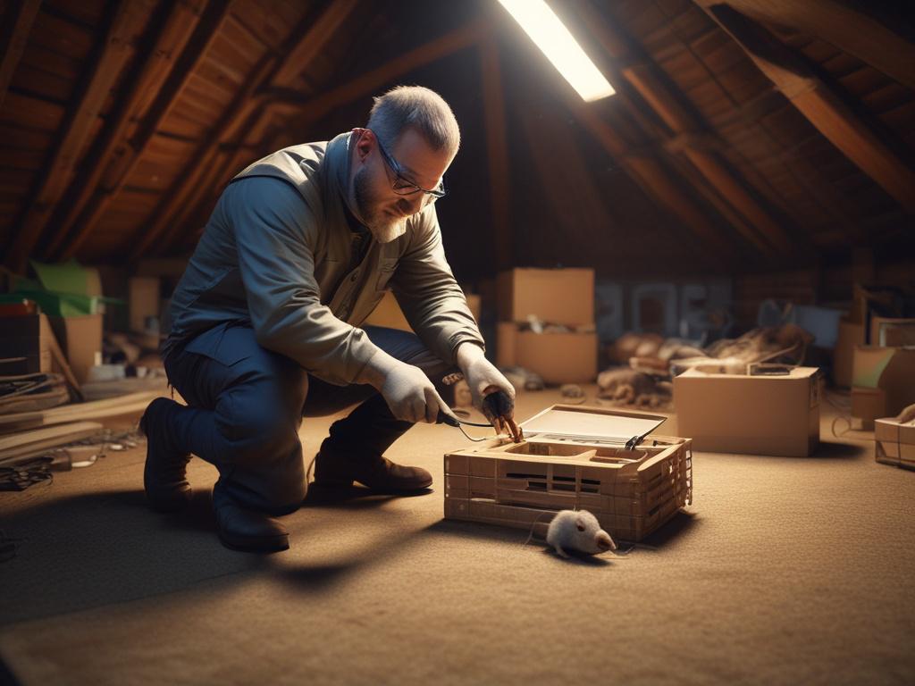 A detailed image of a professional pest control technician setting