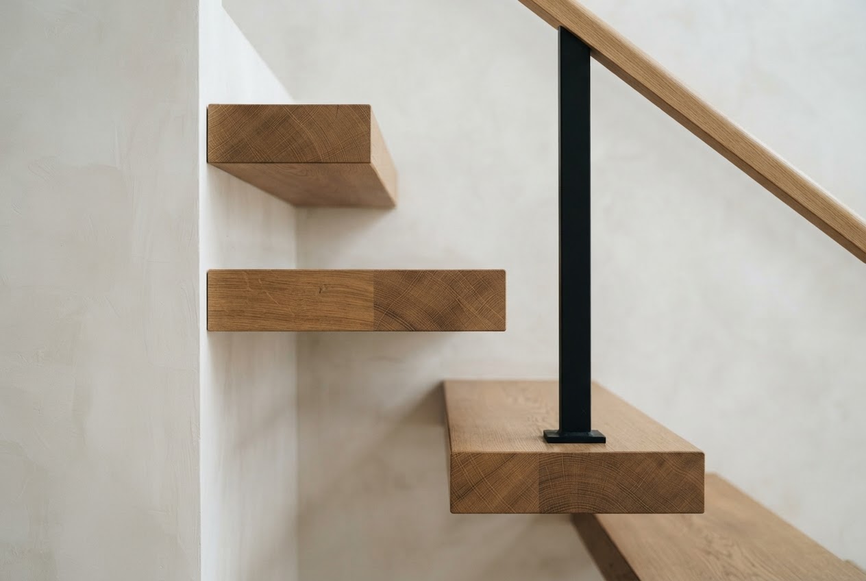 Oak treads and handrail in the Saugerties home