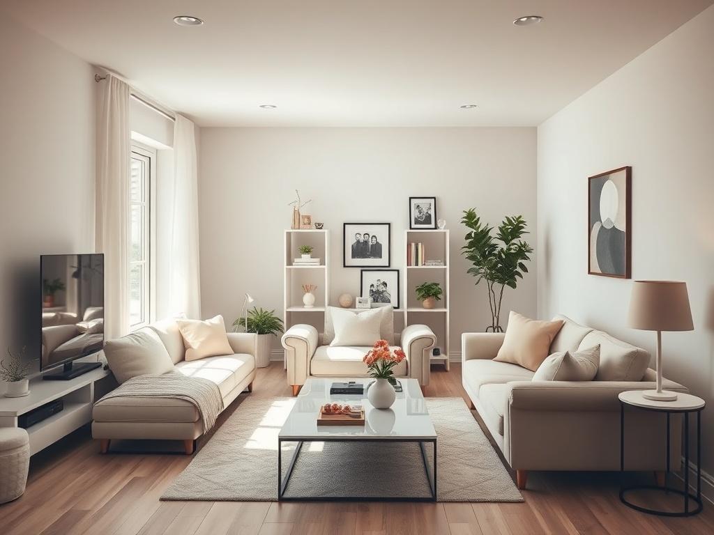 Generate a high resolution image depicting a clean, organized living