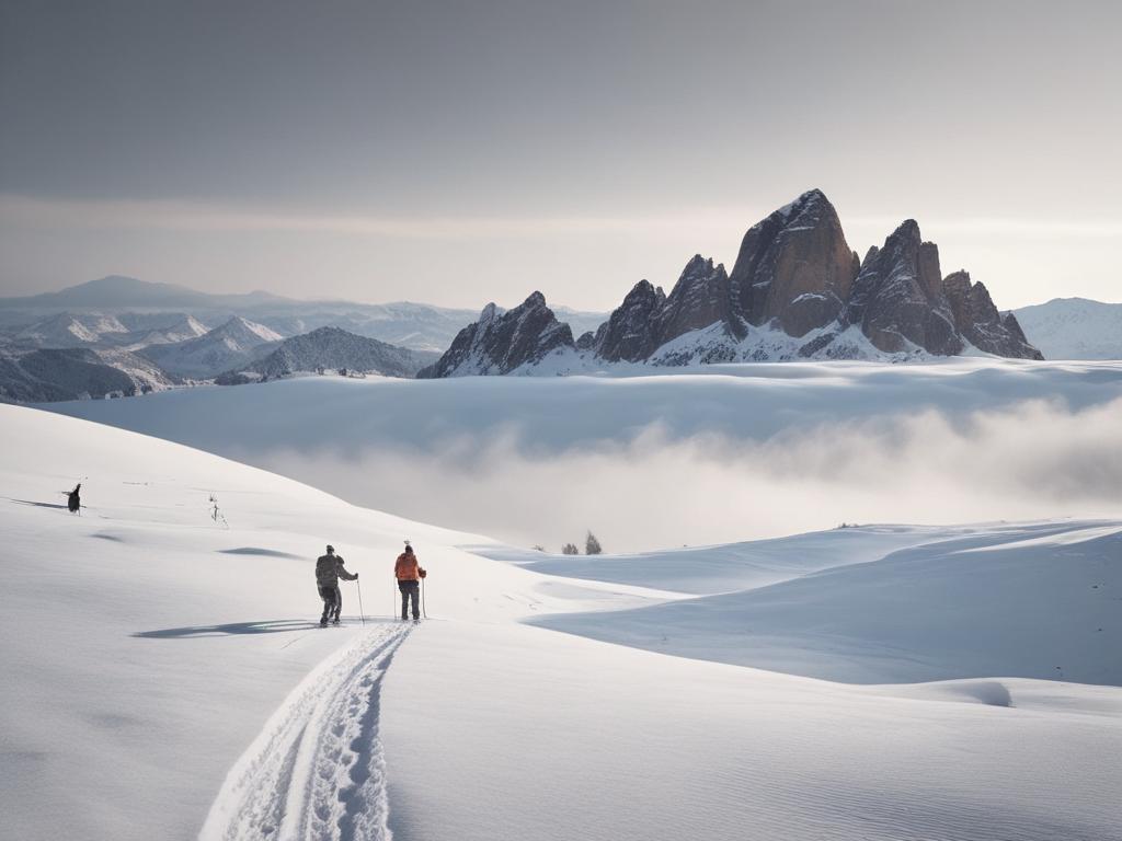 snowshoeing, winter, Dolomites, adventure, snow-covered landscapes