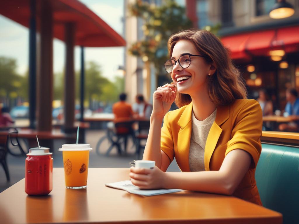 A vibrant young woman with a bright smile, dressed in