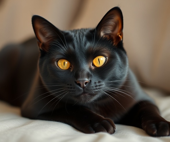 Shadow Paws, a sleek black cat with bright eyes