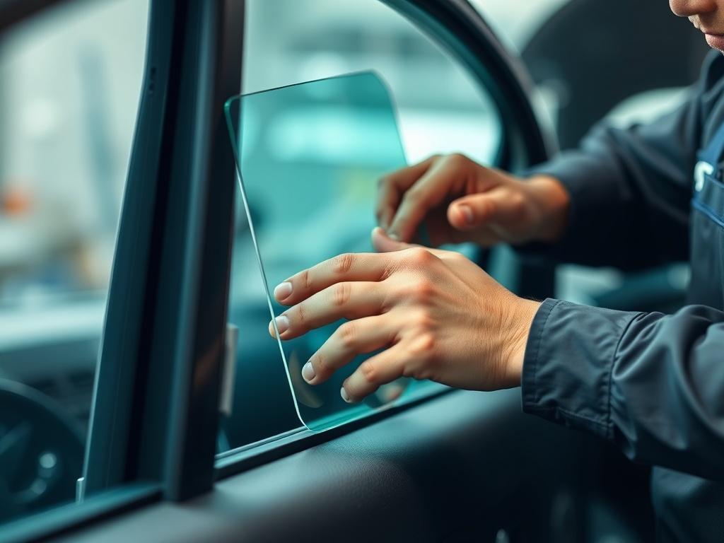 A close up shot of a technician installing a new