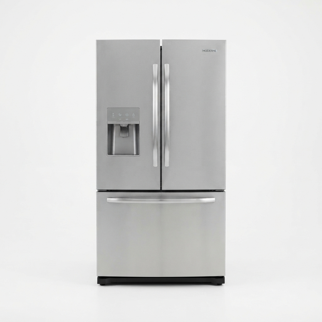 French door refrigerator with stainless steel finish
