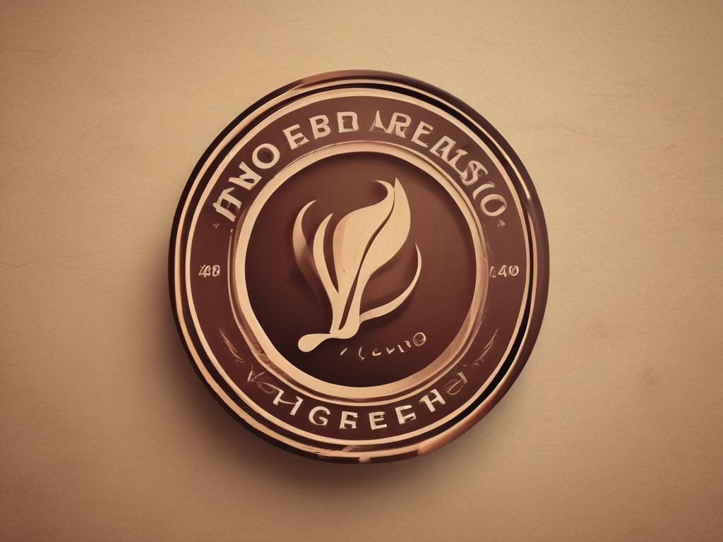A close-up shot of a stunning logo for a coffee shop, with a warm color palette and a soft, inviting background. The logo is modern and stylish, representing the essence of coffee culture, shot with a 45mm f/1.2 lens.