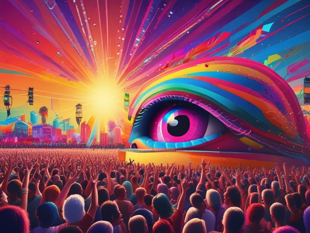 A close up shot of an eye catching music festival