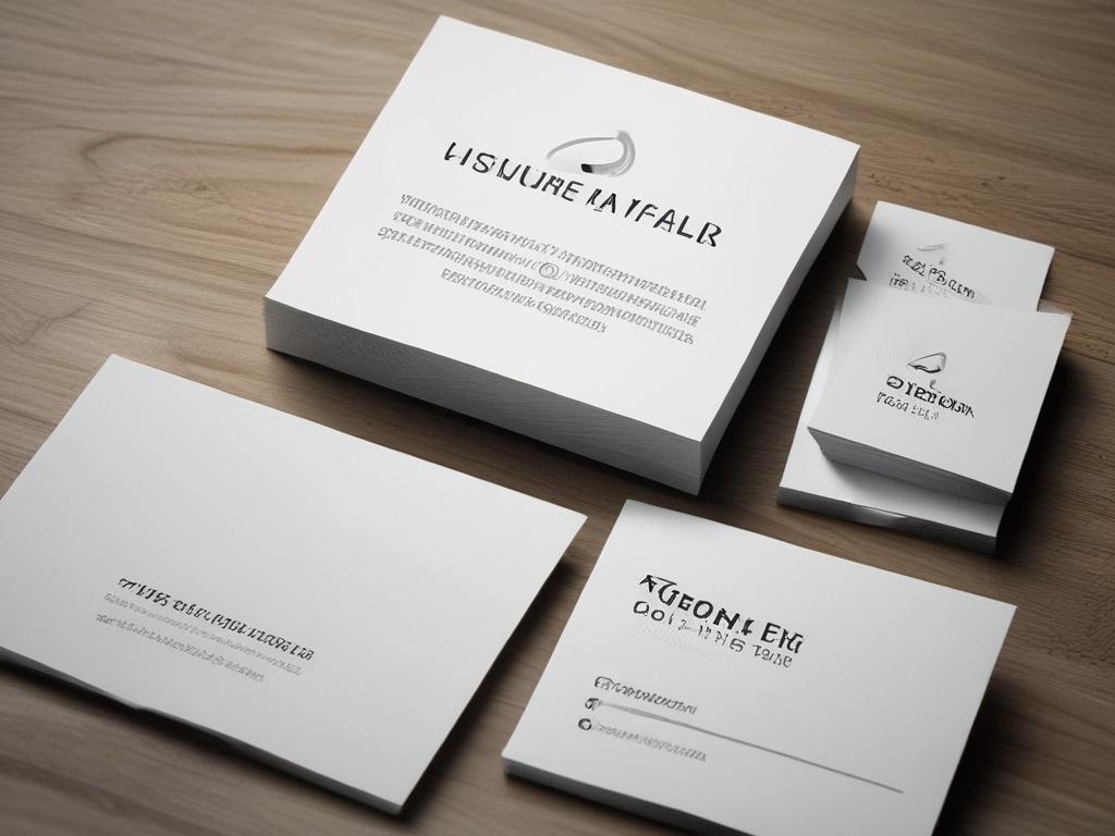 A hyper-realistic close-up shot of a beautifully designed branding visual, including a business card and social media graphic. The visuals are set against a clean, elegant background, showcasing their design intricacies. Captured with a 45mm f/1.2 lens to highlight details.