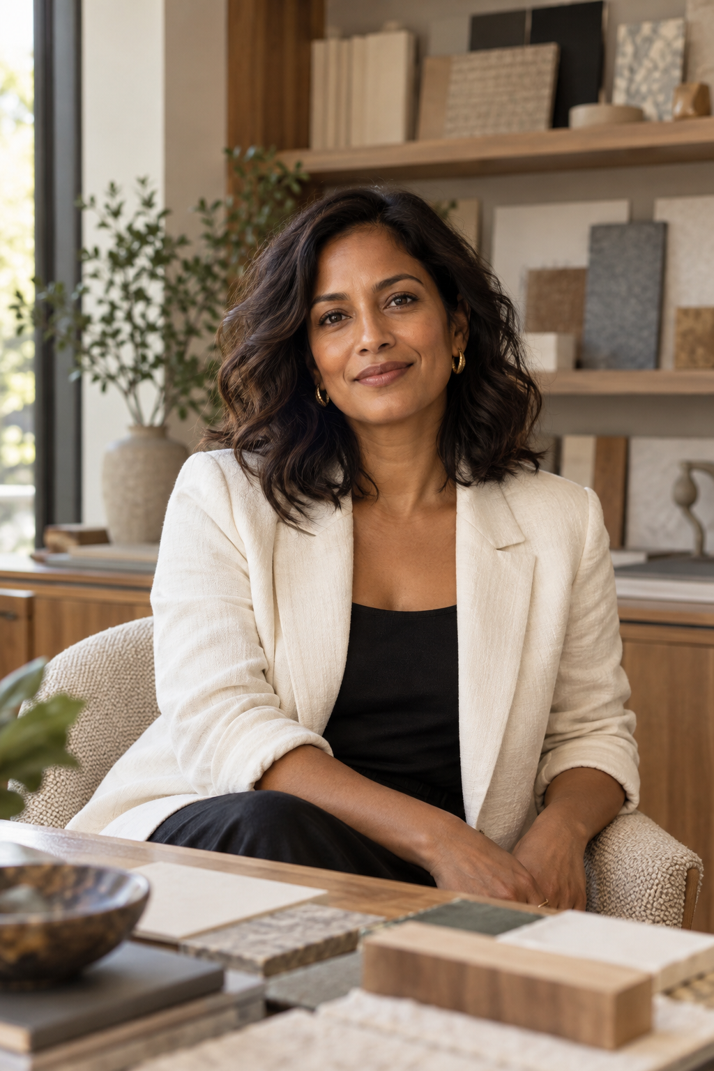 Example portrait for fictional designer Maya Bennett