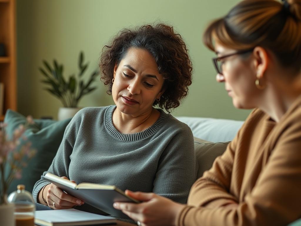 A calm and reflective setting where a coach is guiding