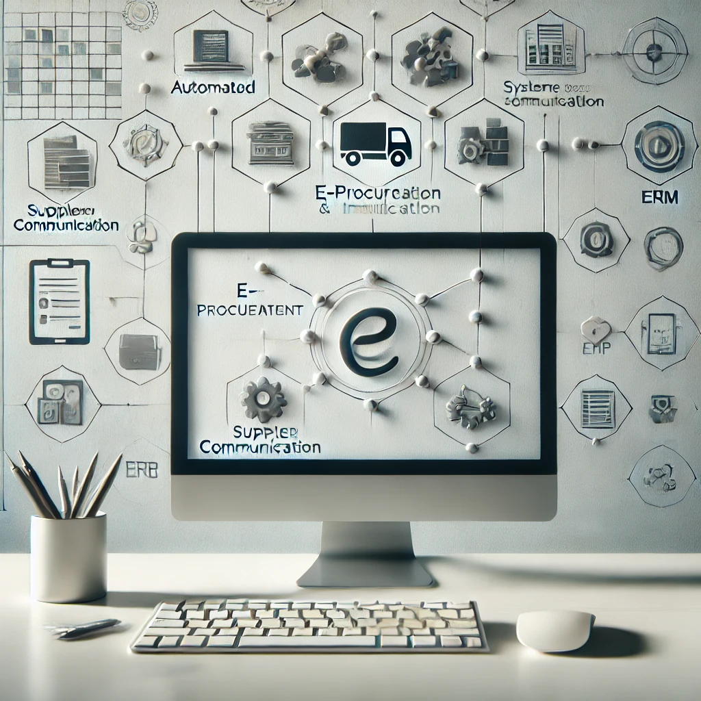 dall·e 2025-02-10 17.27.48 - a clean and modern image representing the automation of procurement processes with a minimalist design. the scene features a sleek computer screen dis.webp