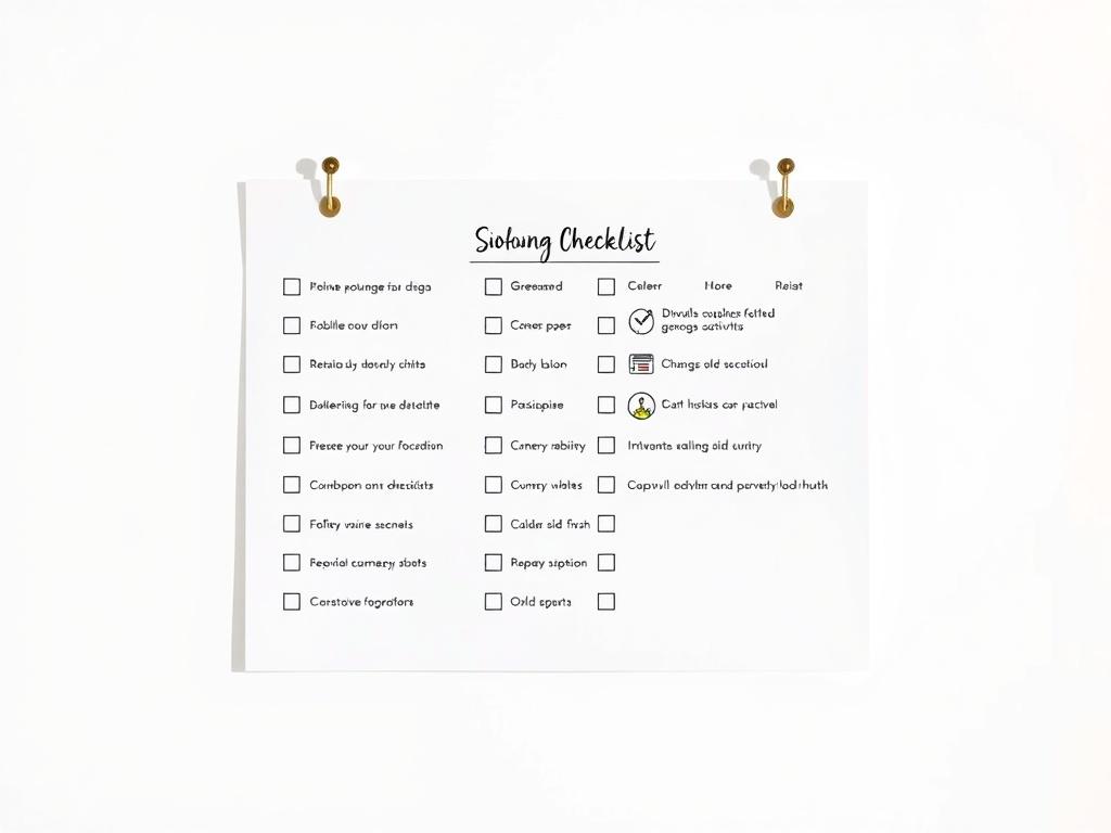 An organized checklist displayed on a clean and minimalistic background. The checklist should look inviting and actionable, incorporating soft neutral colors that promote a sense of calm. Include visual elements that represent various side hustles, such as icons or images of common side hustle activities, while keeping the focus on the checklist itself.