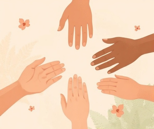 Community hands in circle