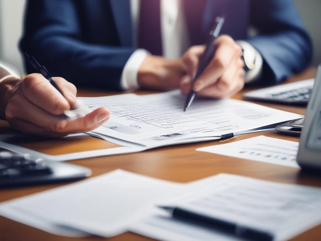 A close up shot of a tax consultant working with