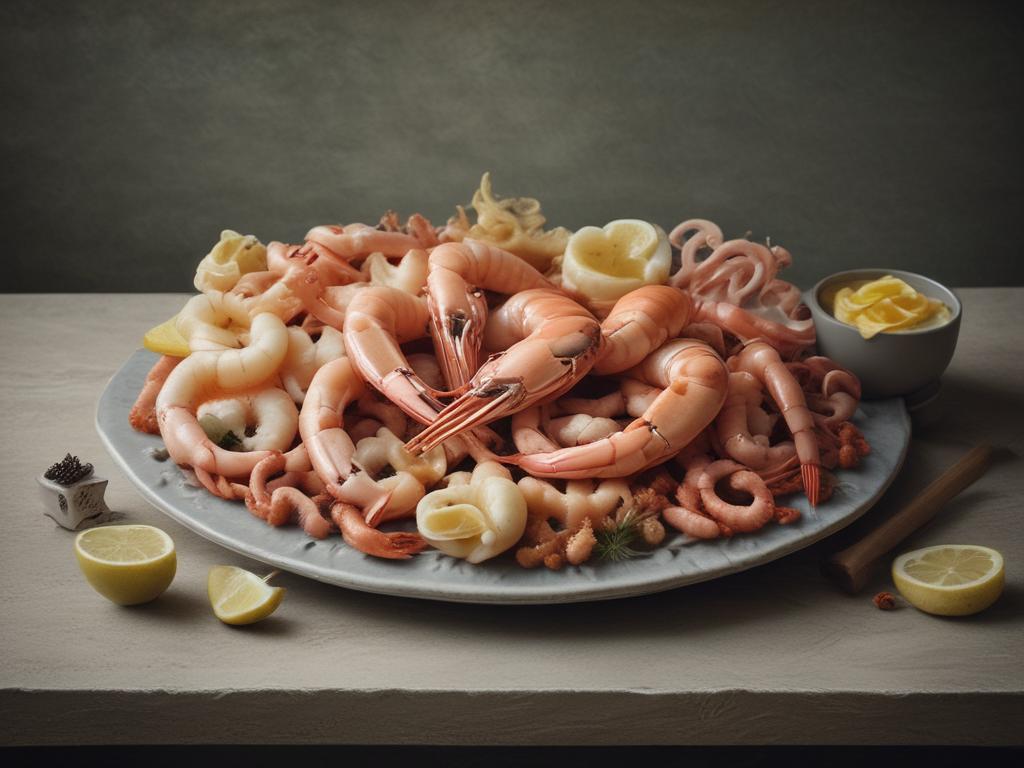 seafood platter, prawns, calamari, crab, Sri Lanka