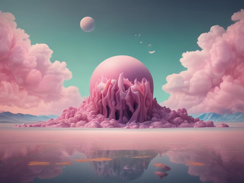 surreal art, dreamscape, vibrant colors, abstract forms, whimsical