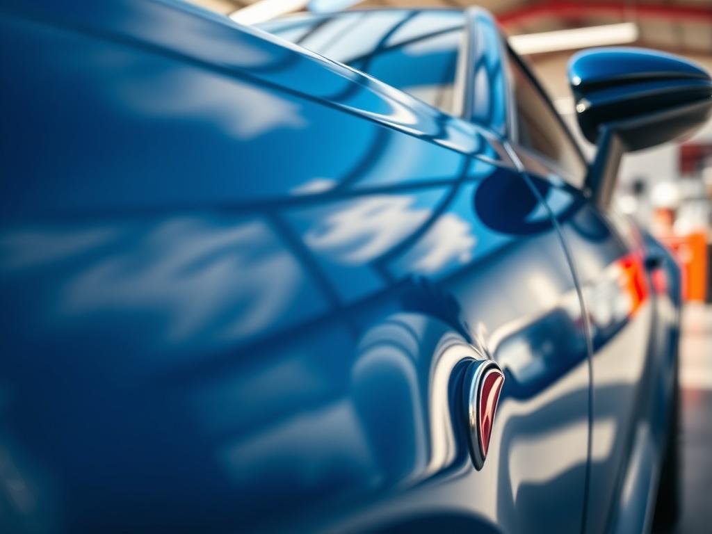 A close up shot of a well maintained car's exterior