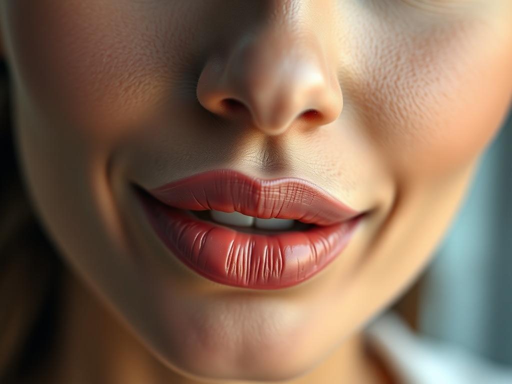 A close up shot of a model's lips after lip