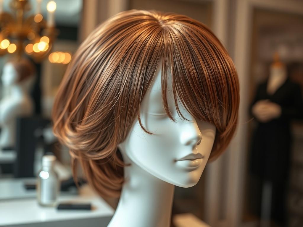 A close up shot of a beautifully styled custom wig