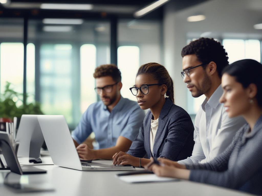 A high resolution close up of a diverse team of